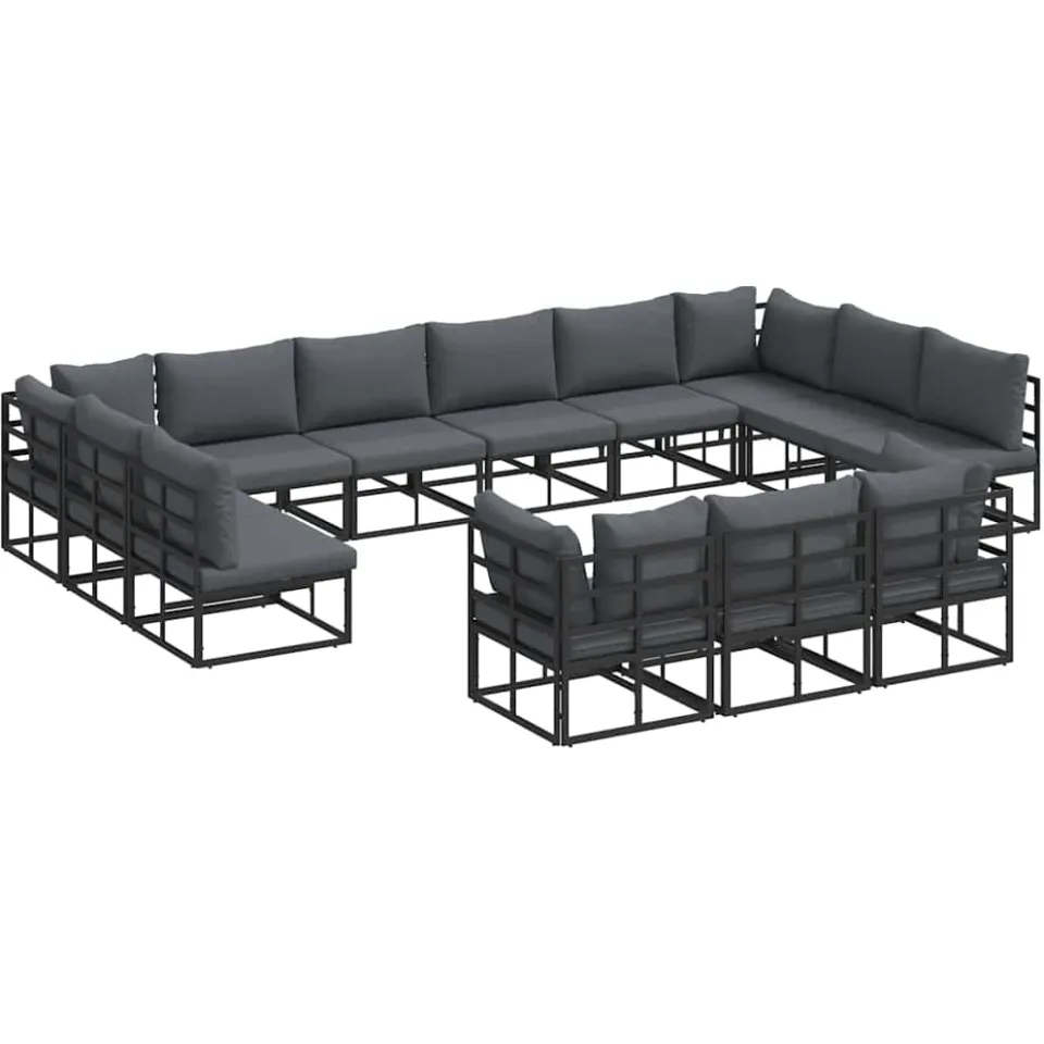 vidaXL Tuinbankenset 13 st Zwart Aluminium