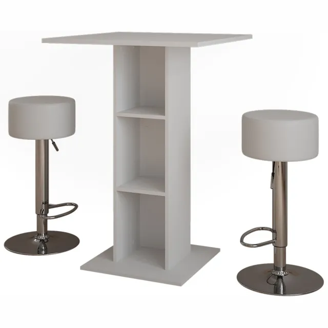 Vicco Repose Bartafel set – 75 x 75 cm met 2 barkrukken Wit