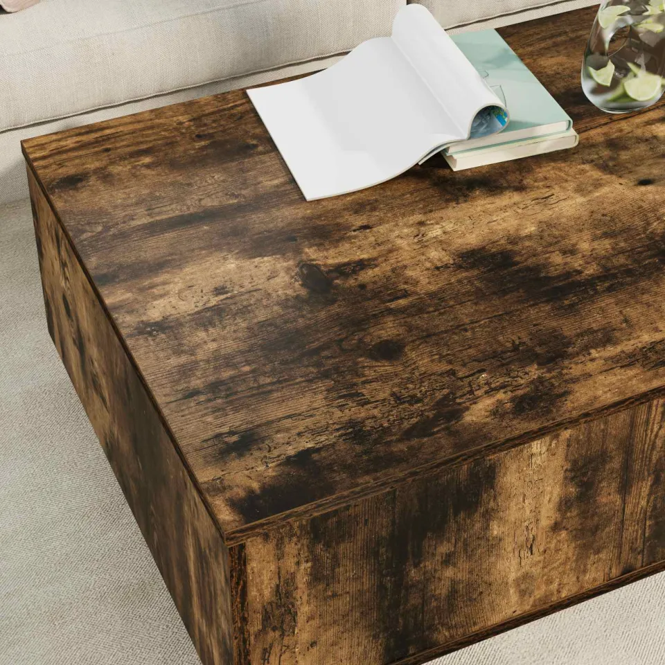 vidaXL Salontafel Gerookt eiken 95 x 55 x 31 cm Bewerkt hout, foto 4