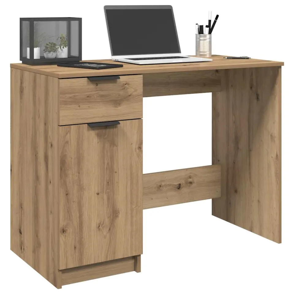 vidaXL Bureau 100x50x75 cm bewerkt hout artisanaal eikenkleur, foto 4