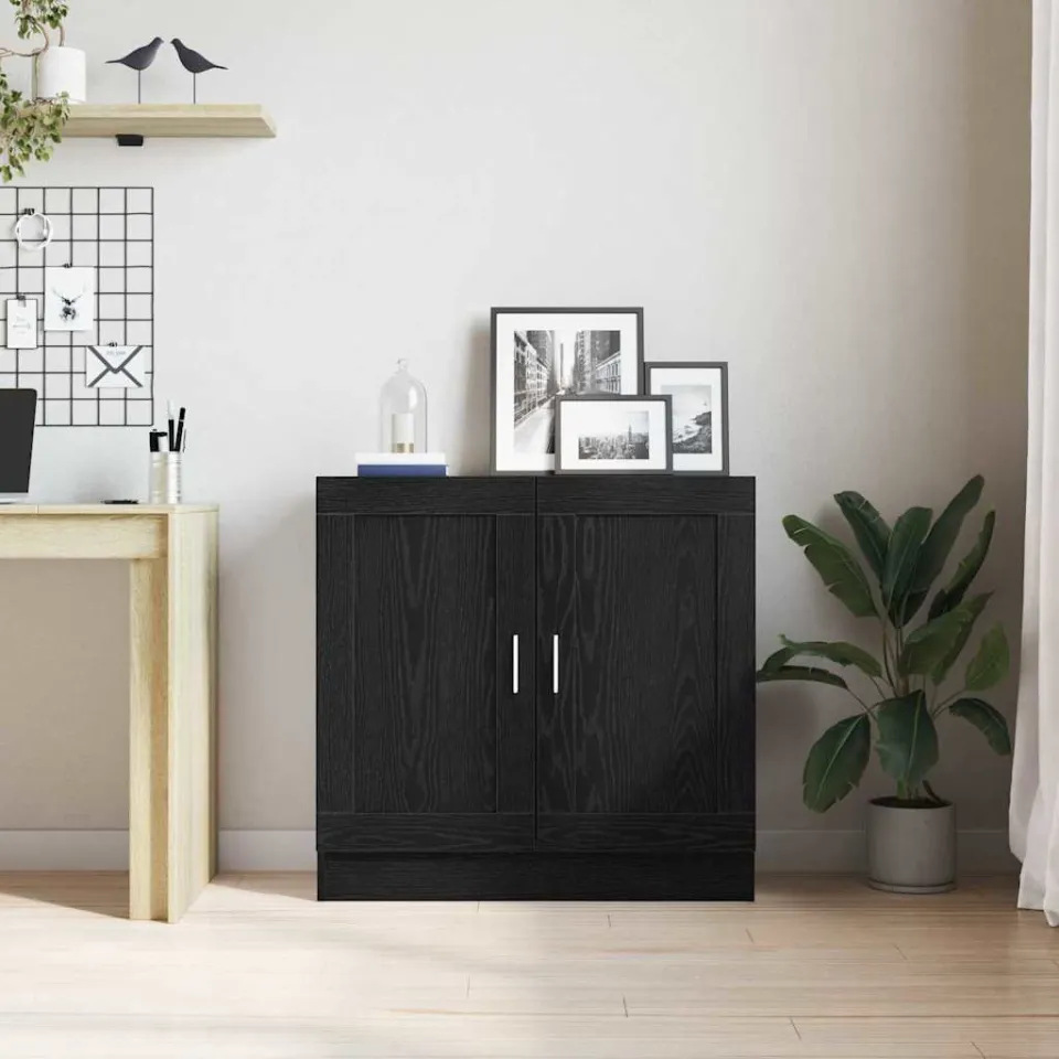 vidaXL Boekenkast 3-laags 82,5 x 30,5 x 80 cm Bewerkt hout Zwart Eiken, foto 4