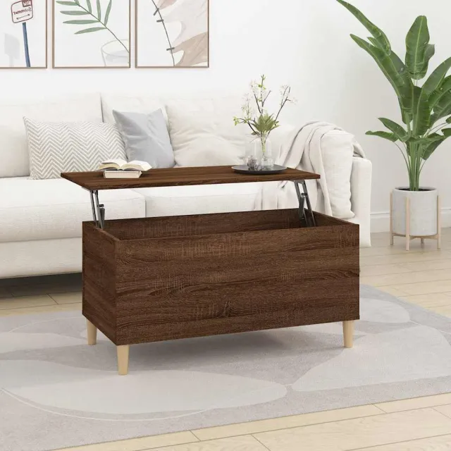 vidaXL Salontafel 90x44,5x45 cm bewerkt hout bruin eikenkleur, foto 2