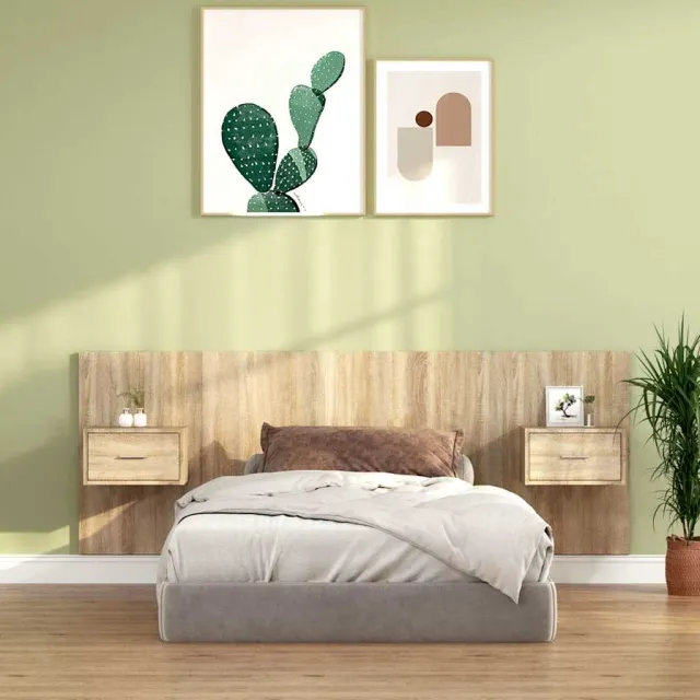 vidaXL Hoofdbord met kastjes bewerkt hout sonoma eikenkleurig Bruin
