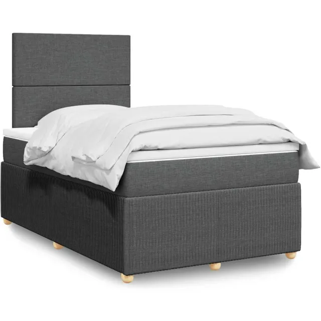vidaXL Boxspring met matras stof donkergrijs 120x200 cm grijs