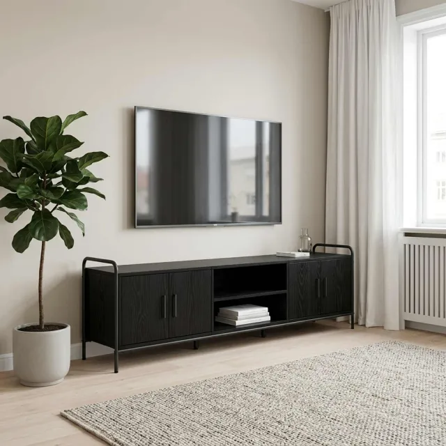 vidaXL Tv-meubel 167,5 x 33 x 50 cm Zwart eiken Bewerkt hout