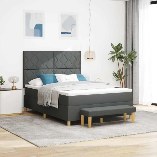 vidaXL Boxspring bed met hoofdeinde Donkergrijs 190 x 140 cm Stof