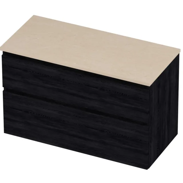 Proline Deck Badmeubelset Hardsteen Asymmetrisch 100x46x55 cm Sand Stone Black Oak