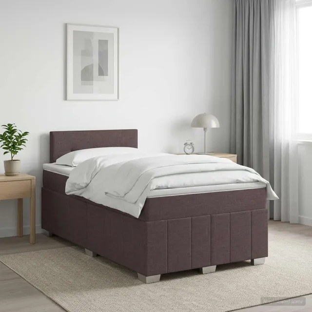 vidaXL Boxspringbed met matras Donkerbruin 120 x 190 cm Stof