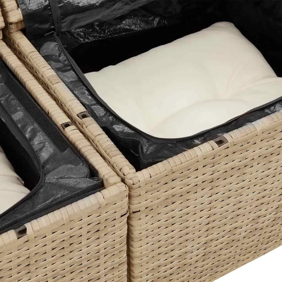 vidaXL Tuin Sofa Set 3 st Beige en wit Poly riet, foto 4