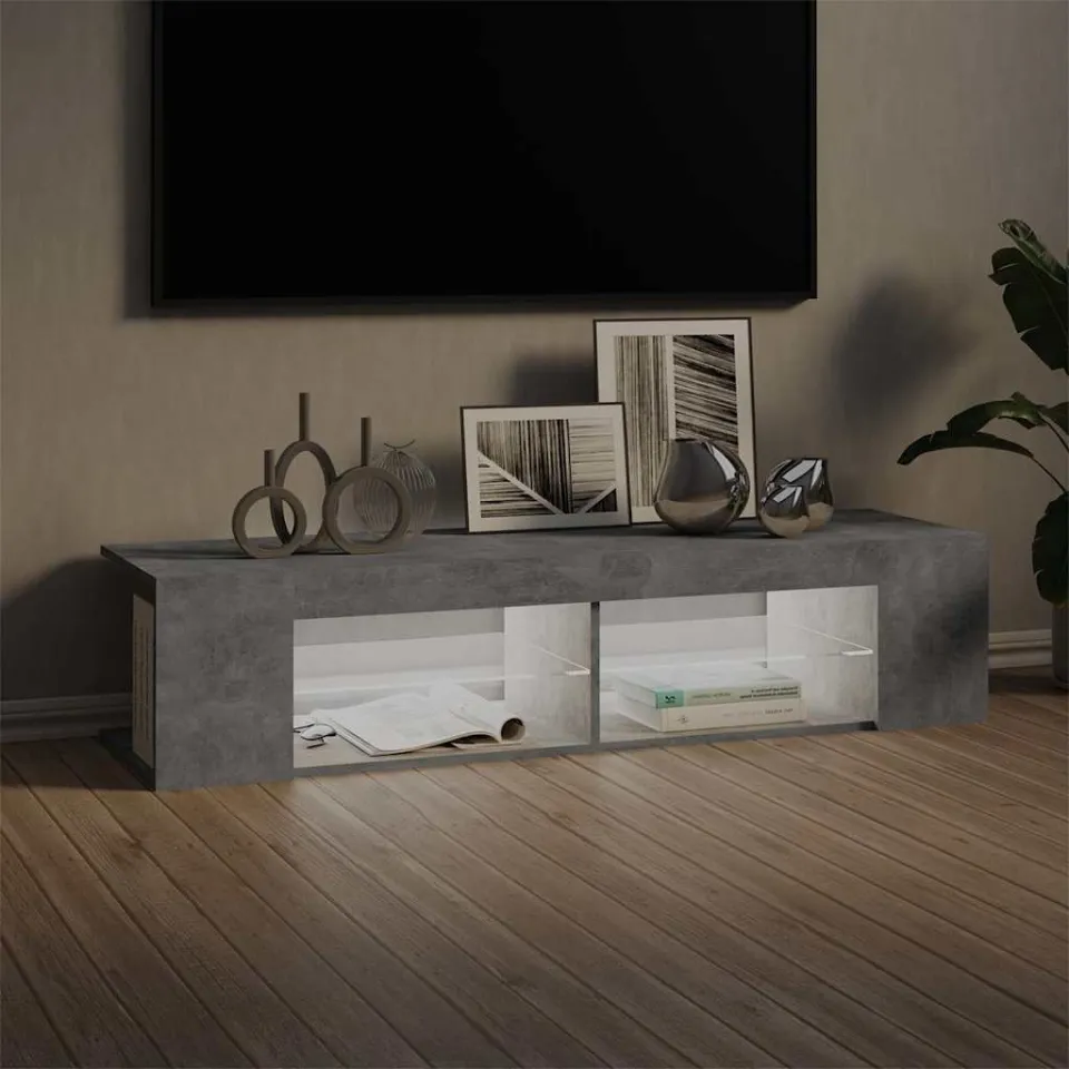 vidaXL Tv-meubel met LED-verlichting 135x39x30 cm betongrijs grijs, foto 3