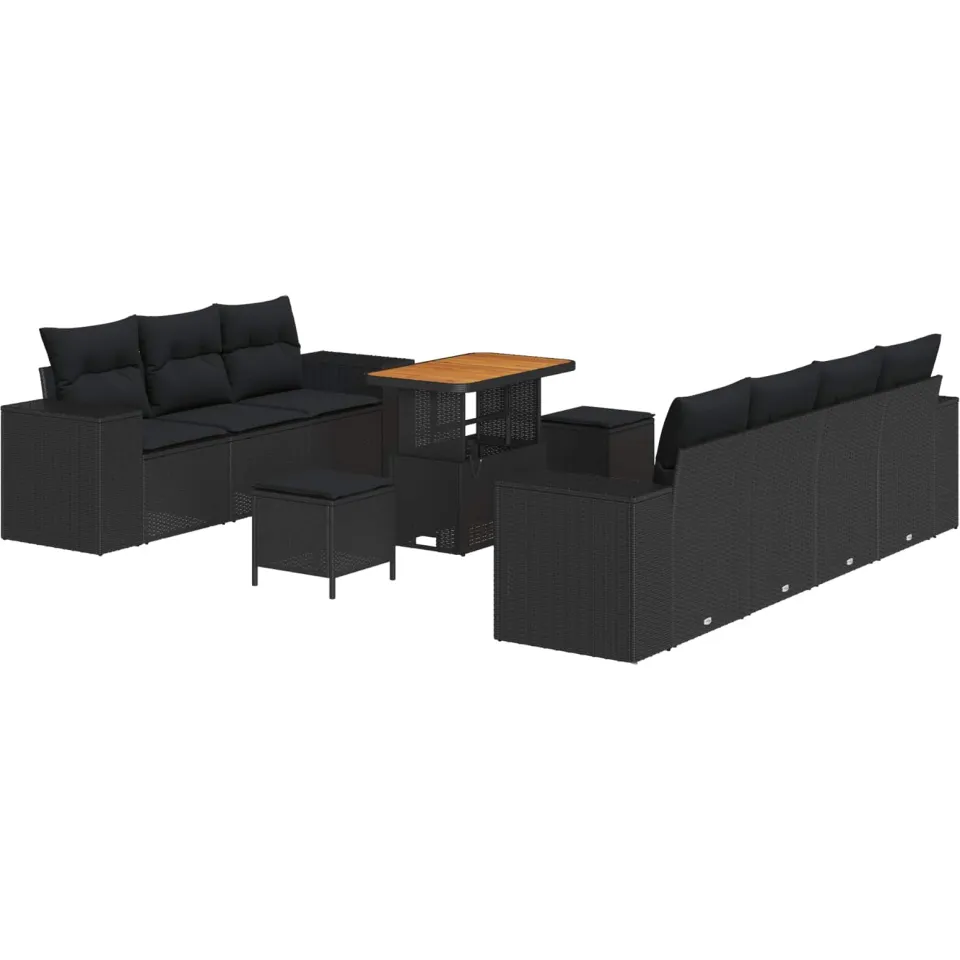vidaXL Tuin Sofa Set 10 st Zwart poly rattan