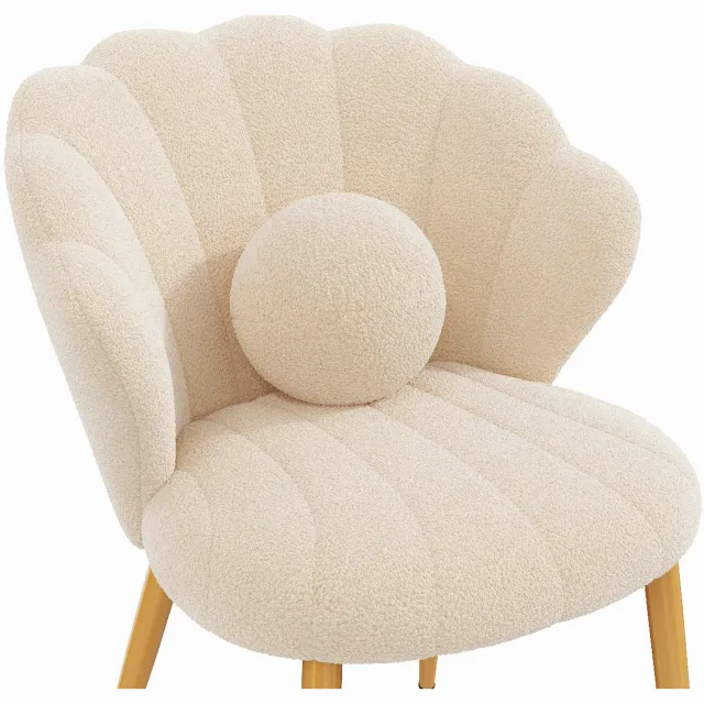 MODENUIT Eetkamerstoel - Set Van 4 Met Teddy Stof - Voor Eetkamer - Metalen Poten - 60x62,5x83 Cm - Beige