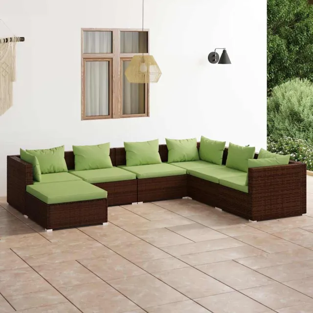 vidaXL 7-delige Loungeset met kussens poly rattan bruin, foto 2