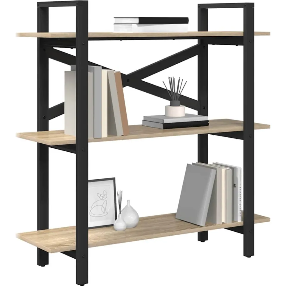 vidaXL Boekenkast 3-laags 100 x 33,5 x 102 cm Bewerkt hout Bruin