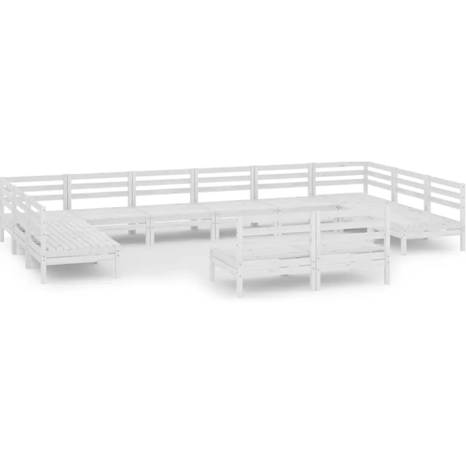 vidaXL 12-delige Loungeset massief grenenhout wit, foto 3