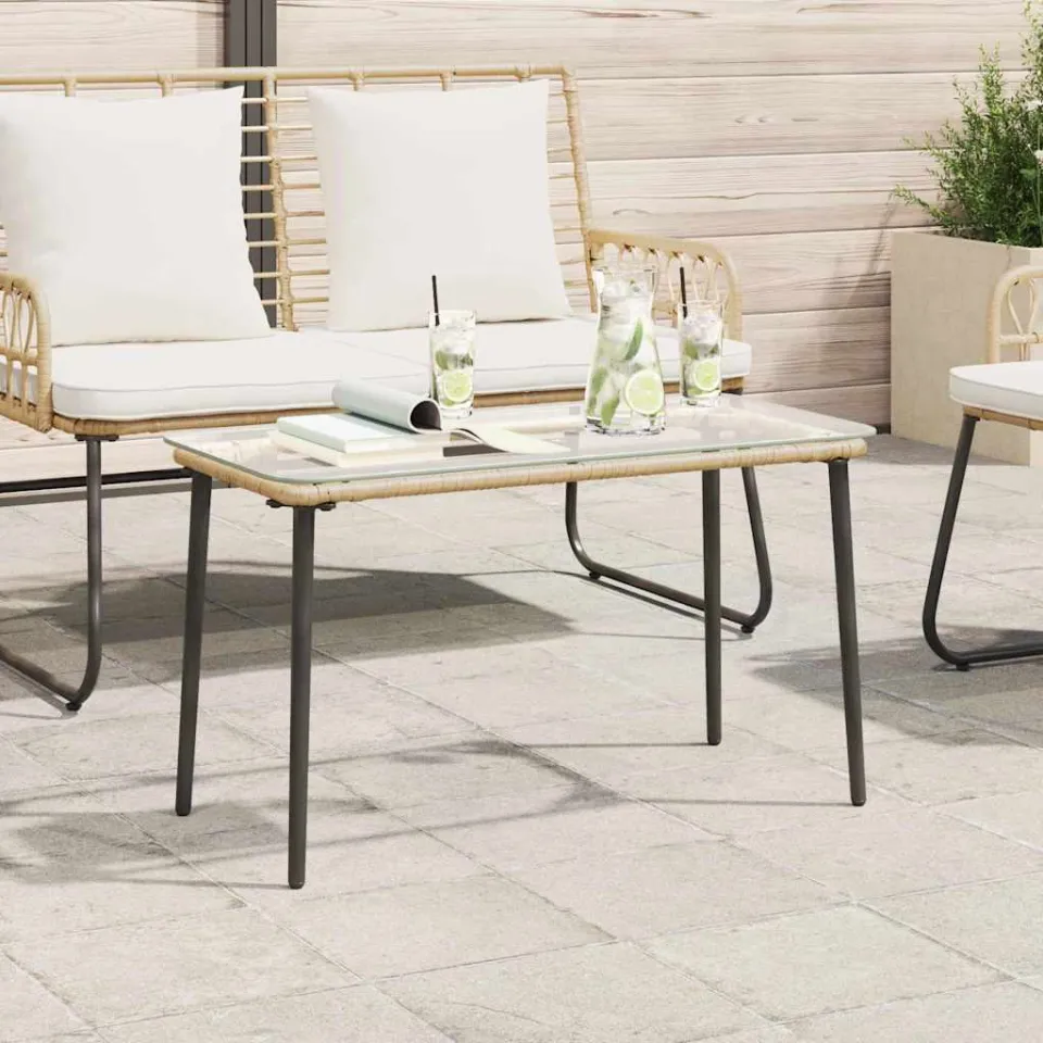 vidaXL Tuinstafel Naturel 80 x 40 x 45 cm poly rattan, foto 3
