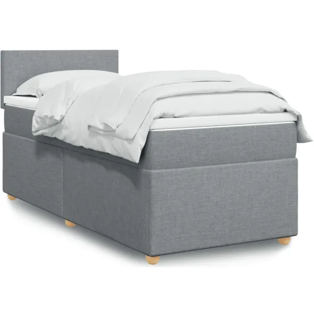 vidaXL Boxspring met matras stof lichtgrijs 90x200 cm grijs