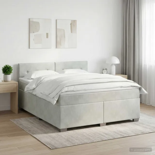 vidaXL Boxspringbed met matras Lichtgrijs 140 x 200 cm Fluweel