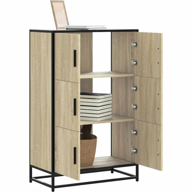 vidaXL Hoge kast 68x35x106,5 cm bewerkt hout en metaal sonoma eiken Bruin