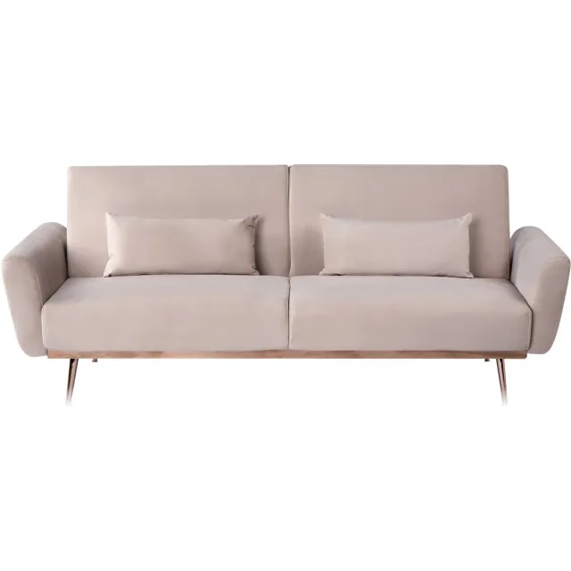 Beliani EINA - Slaapbank - Taupe - Fluweel Beige