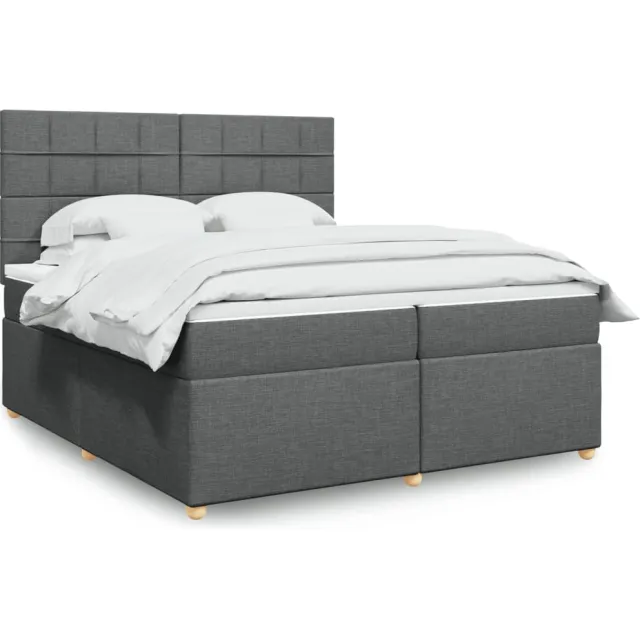 vidaXL Boxspring met matras stof donkergrijs 200x200 cm grijs