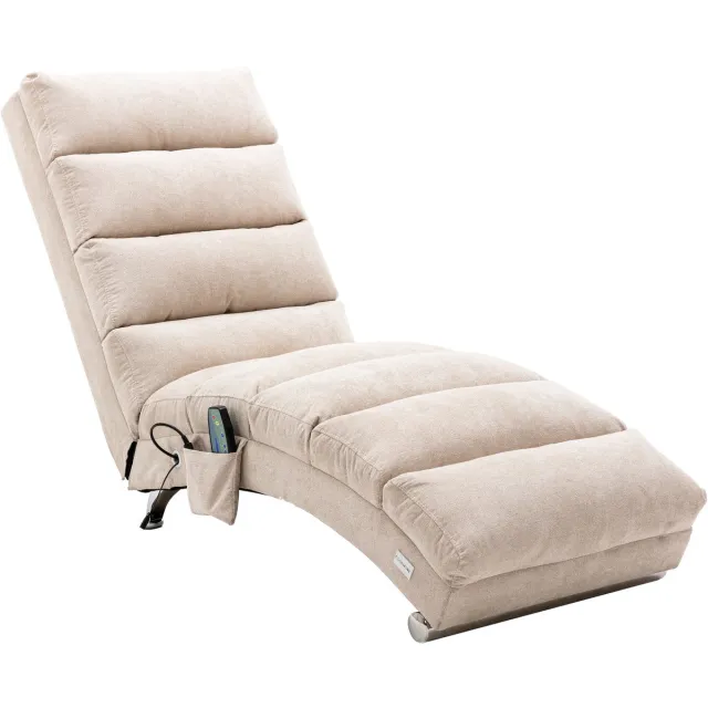 Geweo Massagestoel - Relaxfauteuil - Met Afstandsbediening - Elektrische Relaxfauteuil - Ergonomisch design - 5 Modi - Linnen - Beige