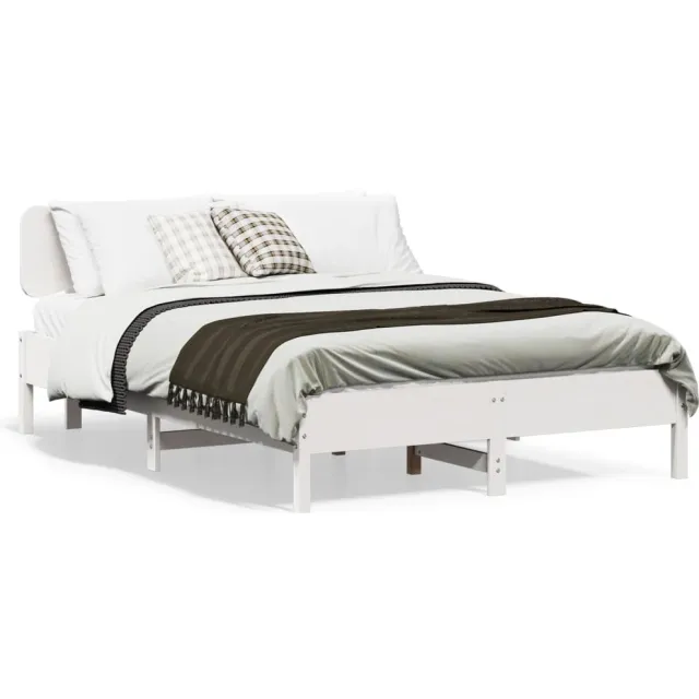 vidaXL Bedframe zonder matras massief grenenhout wit 140x190 cm