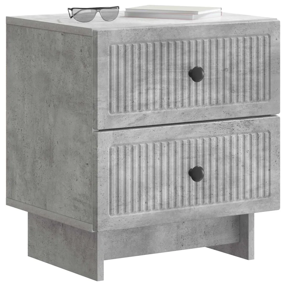 vidaXL Nachtkastje 2 st Betongrijs 43 x 34,5 x 47,5 cm Bewerkt hout