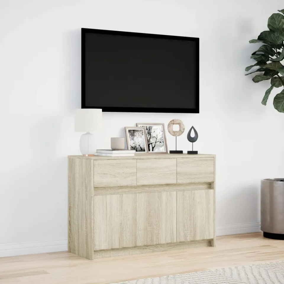 vidaXL Tv-meubel met LED 91x34x61 cm bewerkt hout sonoma eikenkleurig, foto 2