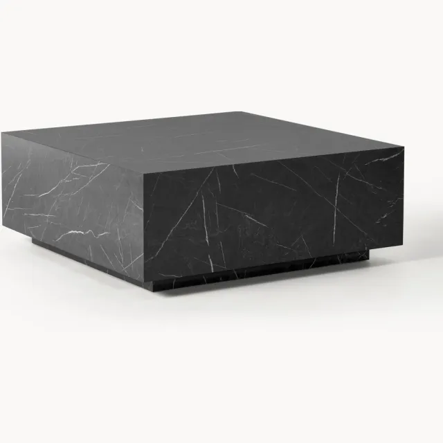Westwing Collection Salontafel Lesley met marmerlook Zwart