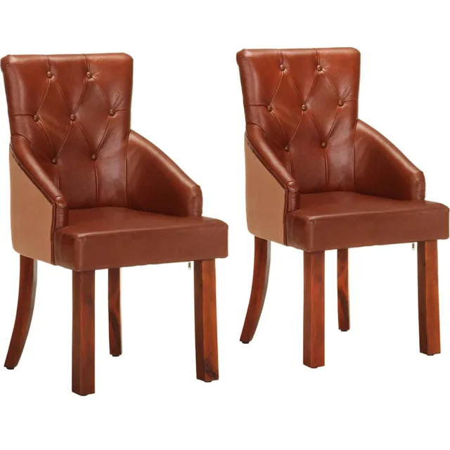 vidaXL Eetkamerstoelen 2 st echt geitenleer bruin, foto 2