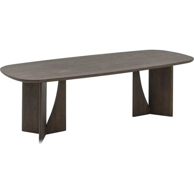 Goossens Eettafel Slim - 240 x 76 x 100 - eiken - donker bruin - semi ovaal - 6 personen eiken soft touch lak coffee geborsteld