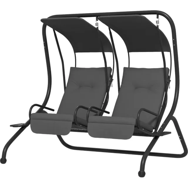 GranMaison Balkonset 2 personen - Tuinset - Bistroset - Zwart - 2 delig - 2 personen - Gecoat staal - Met bekerhouders - Onderhoudsvrij staal