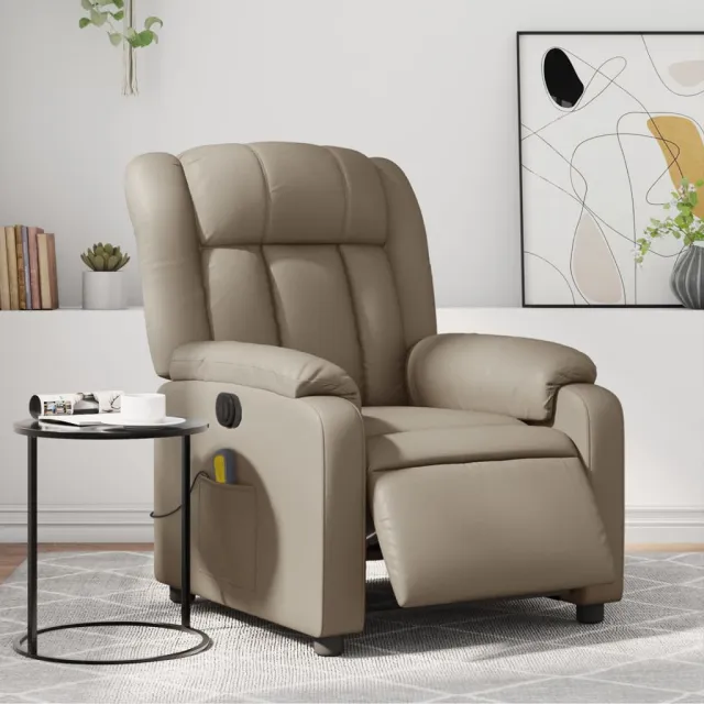 vidaXL Massagestoel verstelbaar elektrisch kunstleer cappuccinokleurig Bruin