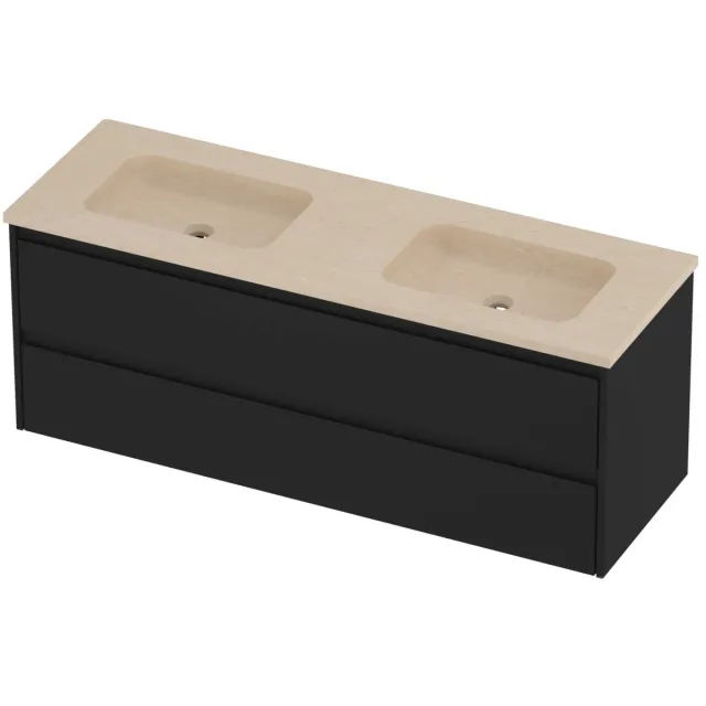 Proline Rollo Badmeubelset Hardsteen Elegant 140x46x54 cm Sand Stone Mat Zwart