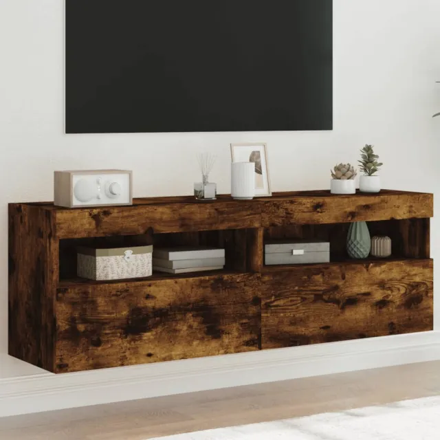 vidaXL Tv-wandmeubels met LED 2 st 60x30x40 cm gerookt eikenkleurig Bruin