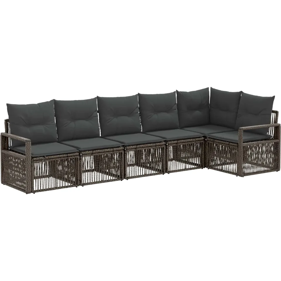 vidaXL Tuinbankenset 6 st 6-zits Grijs poly rattan, foto 3