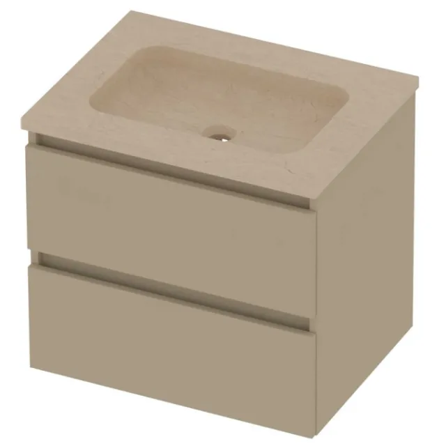 Basic-Line Rocky 46 Badmeubelset Hardsteen Zonder Kraangat 60x46x54 cm Mat Beige Sand Stone