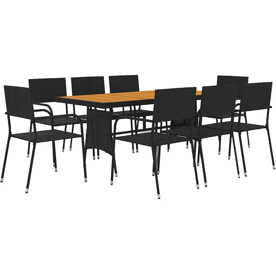 vidaXL 9-delige Tuinset poly rattan zwart, foto 3