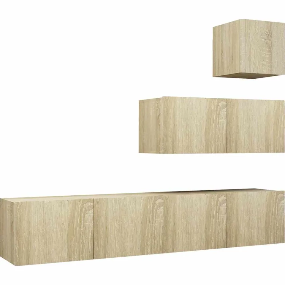 vidaXL 4-delige Tv-meubelset bewerkt hout sonoma eikenkleurig, foto 3
