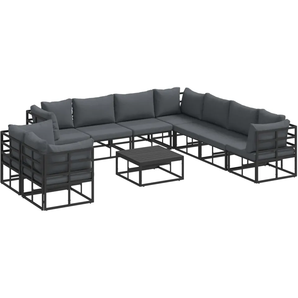vidaXL Tuinbankenset 10 st Zwart Aluminium, foto 3
