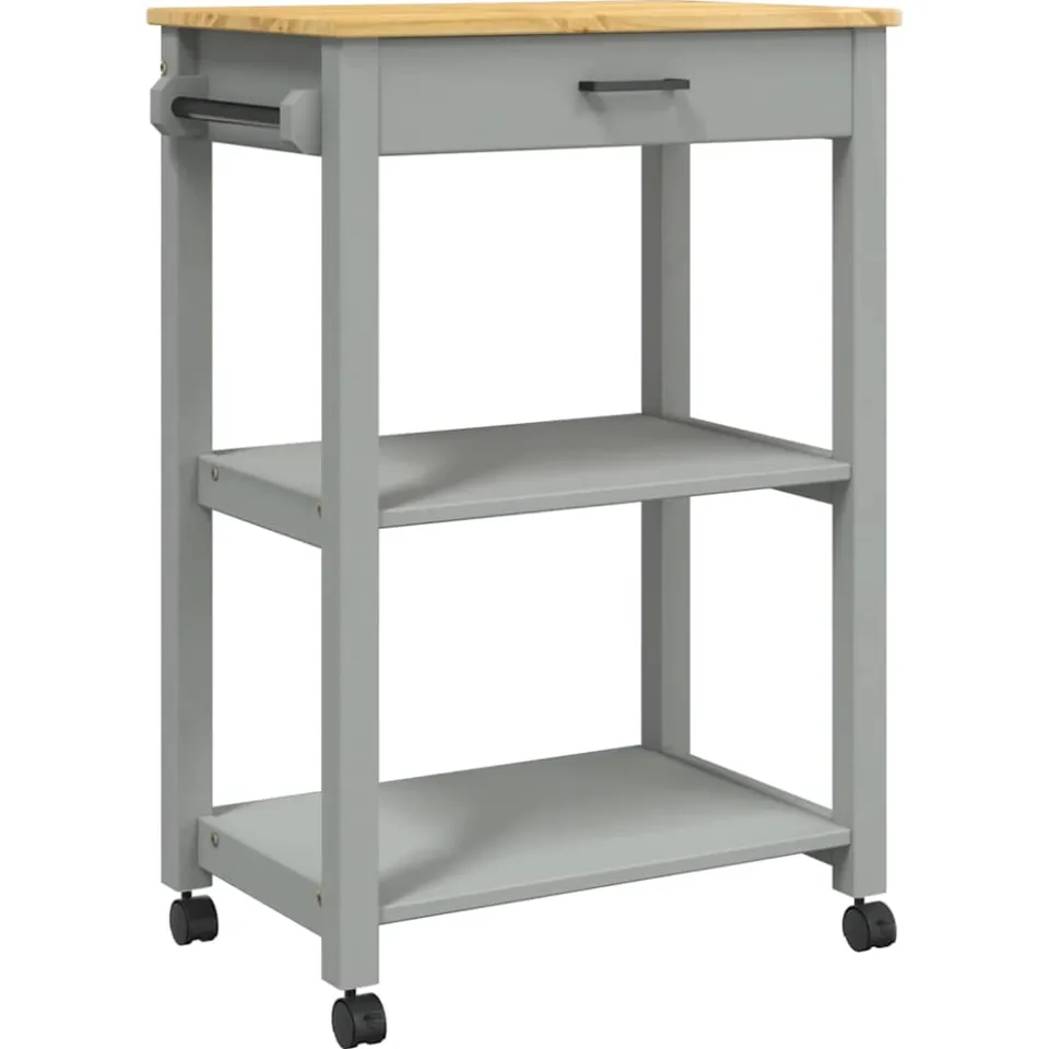 vidaXL Keukentrolley MONZA 60x40x88,5 cm massief grenenhout grijs, foto 3