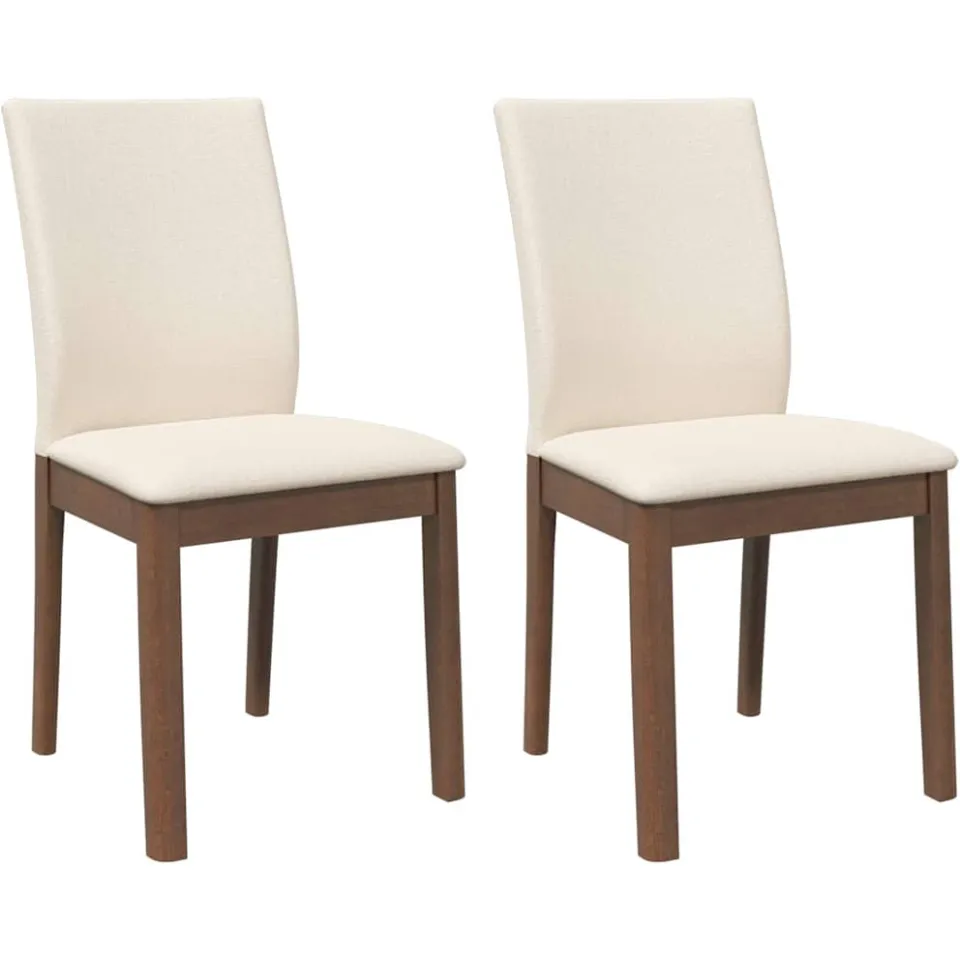 vidaXL Eetkamerstoelen met kussens 2 st massief hout rubber bruin