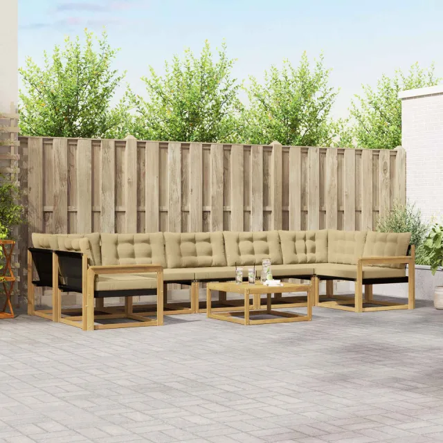 vidaXL Buiten bankenset 8 st 7-zits Wit en Beige