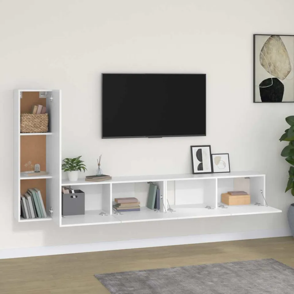 vidaXL 3-delige Tv-meubelset bewerkt hout wit, foto 3