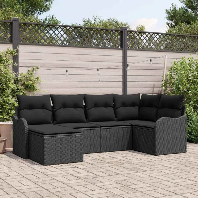 vidaXL Tuin Sofa Set 6 st Zwart poly rattan, foto 2