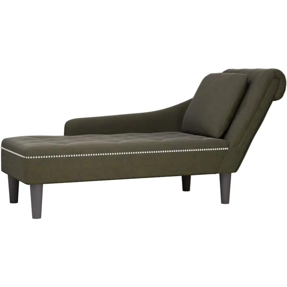 vidaXL Chaise longue met kussen&rechterarmleuning kunstleer legergroen groen, foto 4