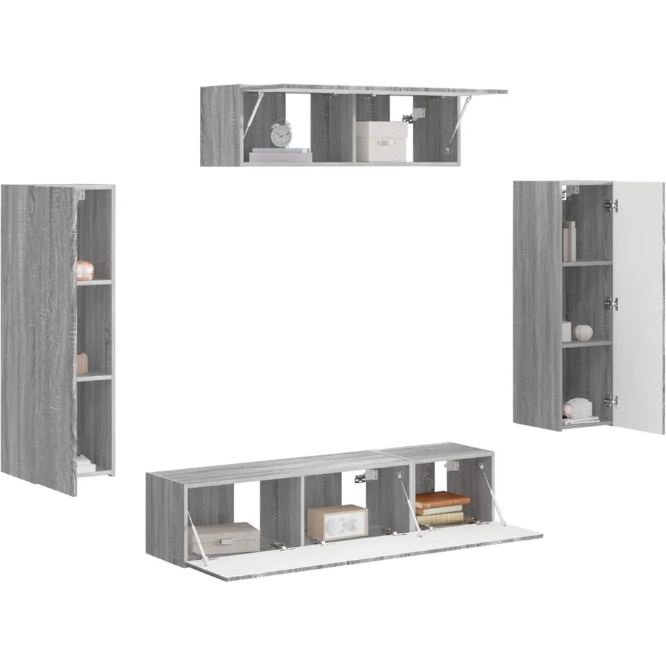 vidaXL TV-kast 5 st Grijs Sonoma