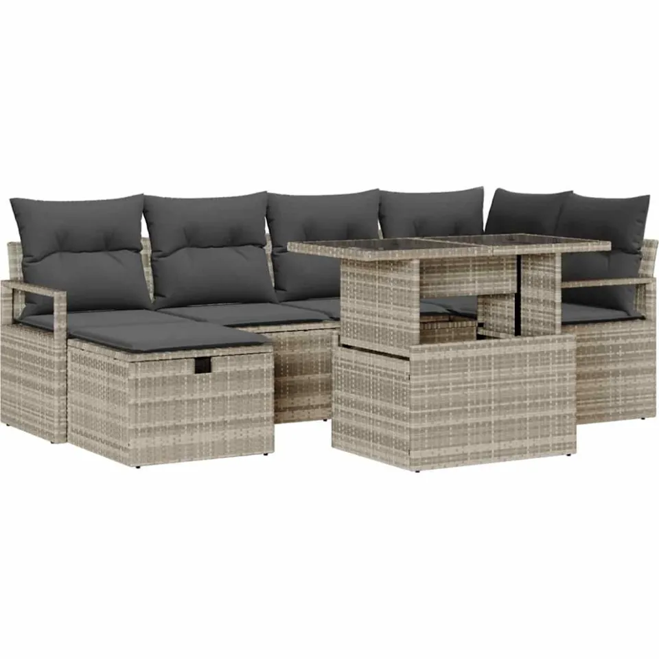 vidaXL Tuin Sofa Set 11 st poly rattan Grijs