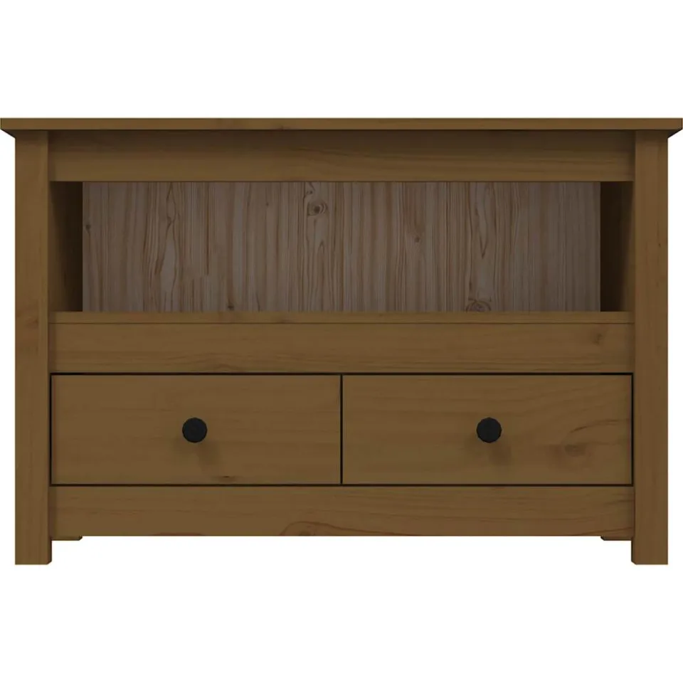 vidaXL Tv-meubel 79x35x52 cm massief grenenhout honingbruin bruin, foto 3